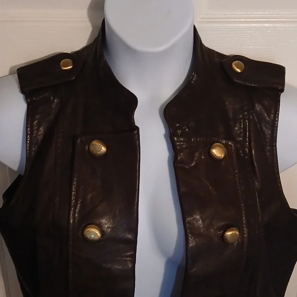 Michael Kors Dark Brown Leather Vest. Sz. Large - Picture 3 of 8